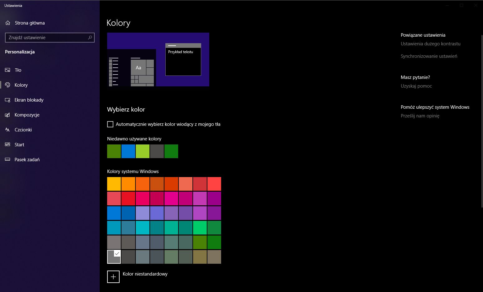 Windows 10 i dobry przykład na to, gdzie ciemny motyw spisuje się bardzo dobrze...