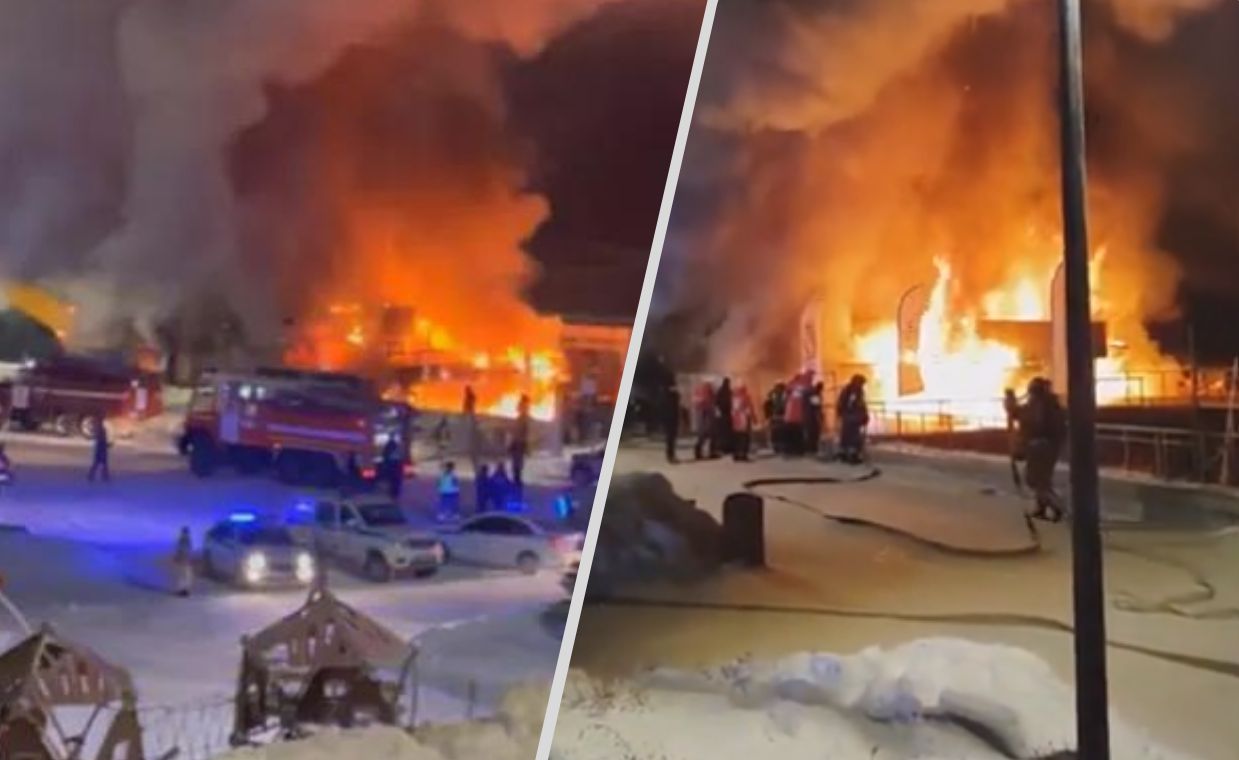 100 firefighters on site. Russian resort on fire.