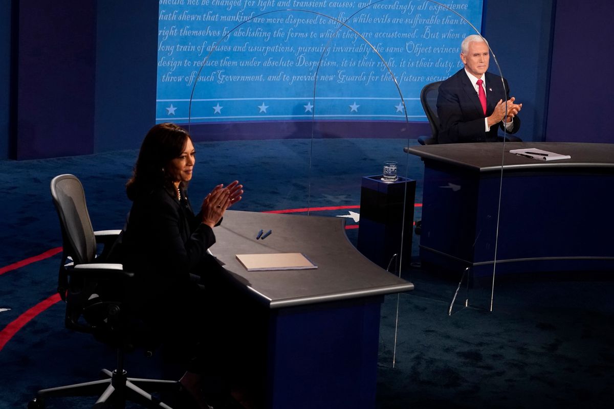 USA. Debata wiceprezydentów: na zdjęciu Kamala Harris oraz Mike Pence