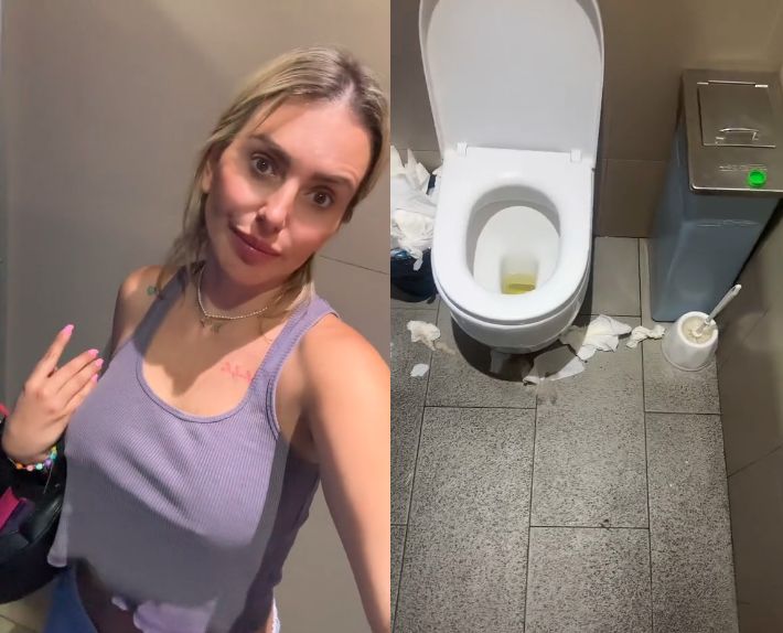 Monika Goździalska relacjonuje wizytę w damskiej toalecie. Widok poraża