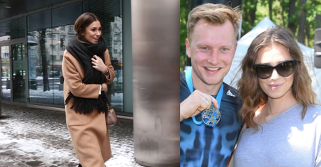 Opatulona żona Kuby Wesołowskiego rozdaje uśmiechy fotoreporterom