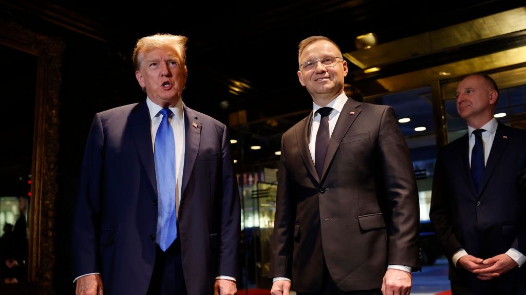 Donald Trump Meets With Polish President Duda At Trump Tower
NEW YORK, NEW YORK - APRIL 17: Republican presidential nominee, former President Donald Trump speaks as he meets with Polish President Andrzej Duda at Trump Tower on April 17, 2024 in New York City. Trump met with President Duda, a strong supporter of Ukraine, as European and NATO leaders prepare for the possibility that Trump wins the November presidential election and returns to the White House. The meeting comes on an off day in Trump's criminal trial.  (Photo by Michael M. Santiago/Getty Images)
Michael M. Santiago