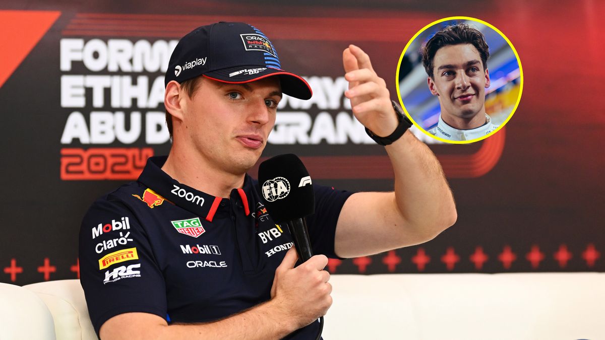 Materiały prasowe / Red Bull / Na zdjęciu: Max Verstappen, w kółku George Russell