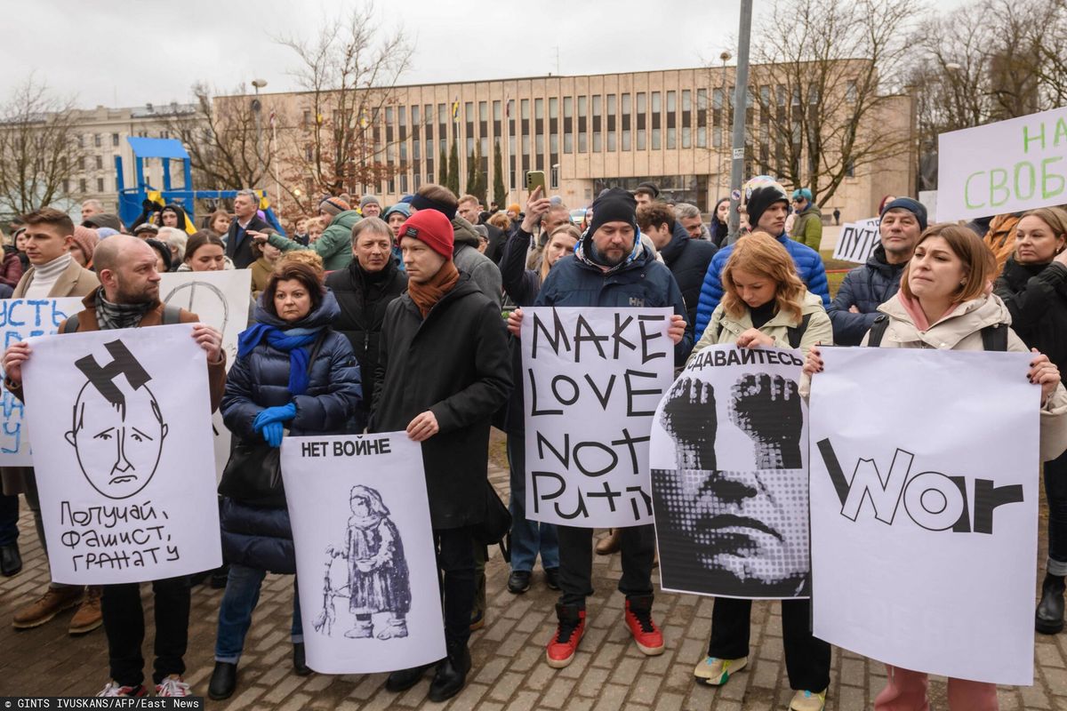 Antyputinowskie protesty w Rydze w trzeci dzień wyborów prezydenta Rosji