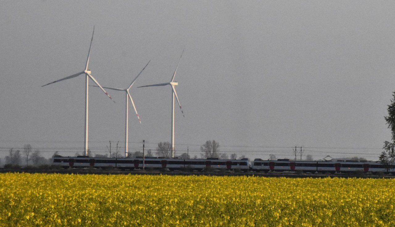 Istniejąca farma wiatrowa w gminie Miłoradz. Widok z gminy Lichnowy.