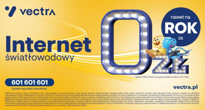 Vectra z promocją na darmowy internet przez rok