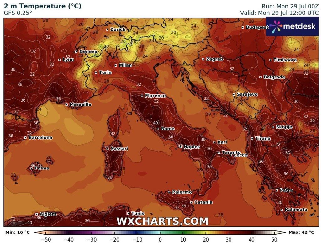  Prognoza dla Włoch na 29 lipca