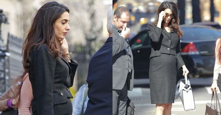 Ciężarna Amal Clooney pokazuje brzuszek w Nowym Jorku (ZDJĘCIA)