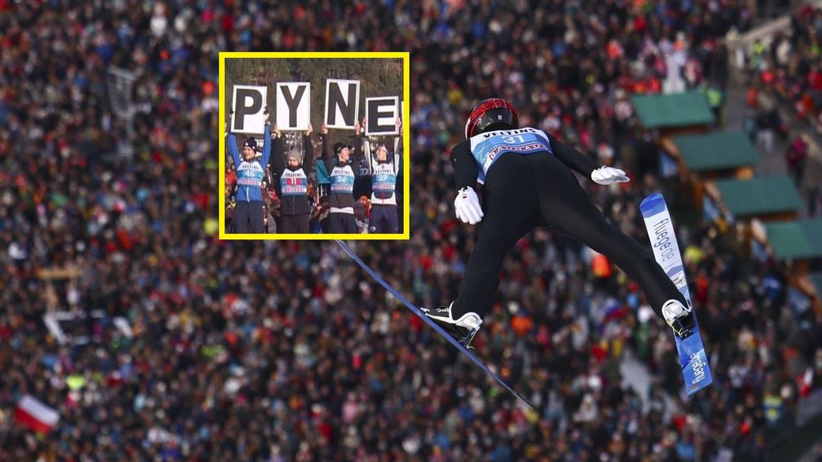 Na zdjęciu: kibice podczas lotu skoczka