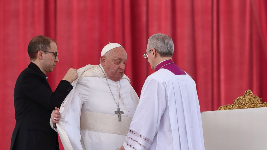 Pope Francis presided over the Holy Mass on the occasion of the Jubilee of the Armed Forces, Police and Security Personnel in Saint Peters Square. Approximately 30,000 soldiers and their families took part in this event. Vatican City (vatican), February 9th, 2025  (Photo by Grzegorz Galazka/Archivio Grzegorz Galazka/Mondadori Portfolio via Getty Images)
