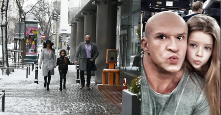Oświeciński z rodziną wychodzi ze studia TVN