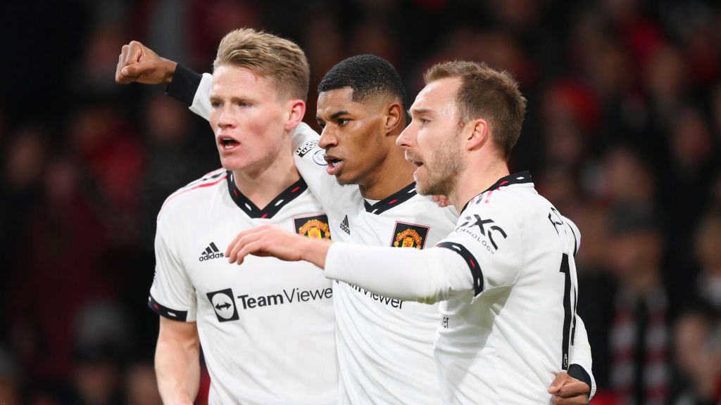 Scott McTominay, Marcus Rashford i Christian Eriksen