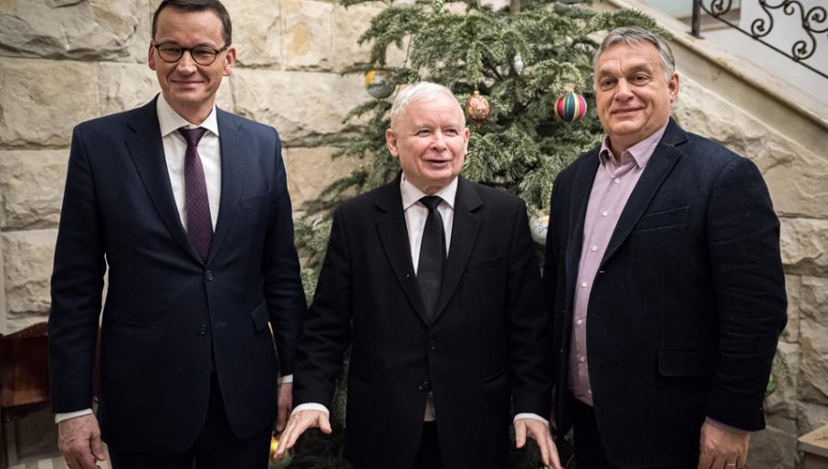 Mateusz Morawiecki, Jarosław Kaczyński i Viktor Orban 