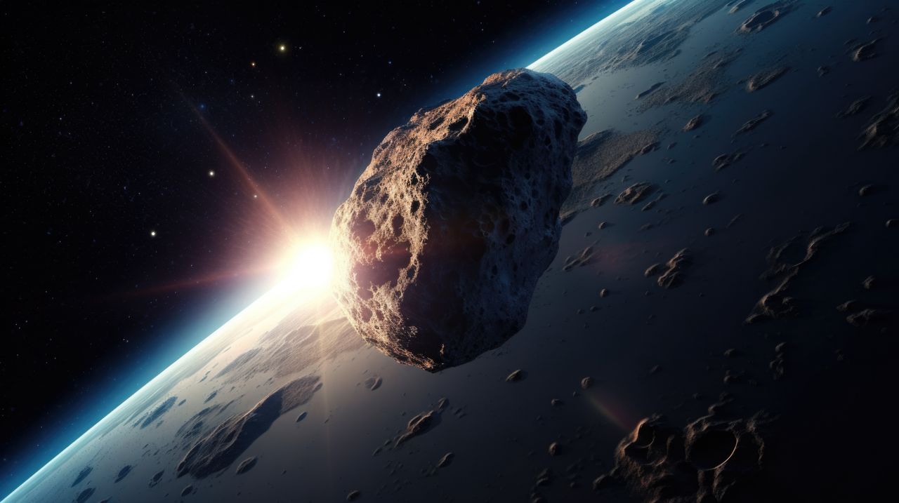 Kosmiczna skała zbliżająca się do Ziemi. Zdjęcie ilustracyjne