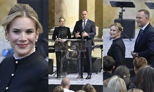 Marta Nawrocka wystrojona w taliowaną marynarkę ze stójką czyta z mężem "Dziady" (ZDJĘCIA)