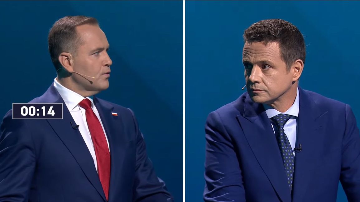 Rafał Trzaskowski i Karol Nawrocki podczas debaty przed I turą 
