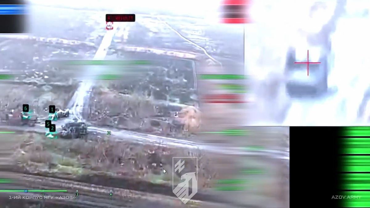 Widok ukraińskiego drona FPV wzbogaconego o AI. 