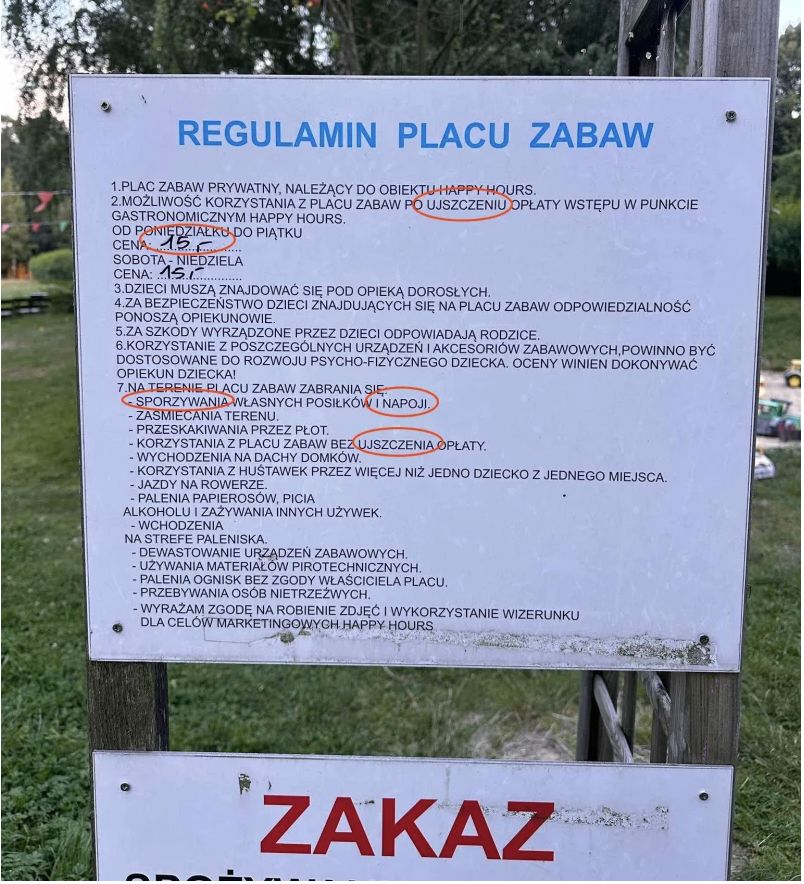 Regulamin placu zabaw