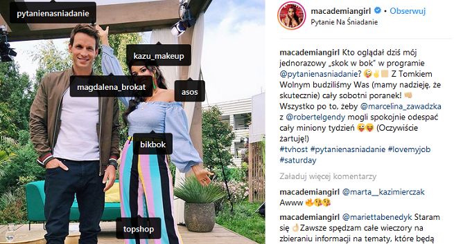 Macademian Girl oznacza marki na zdjęciach z „Pytania na śniadanie”. TVP: nie narusza zapisów kontraktu