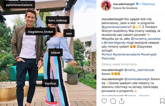 Macademian Girl oznacza marki na zdjęciach z „Pytania na śniadanie”. TVP: nie narusza zapisów kontraktu