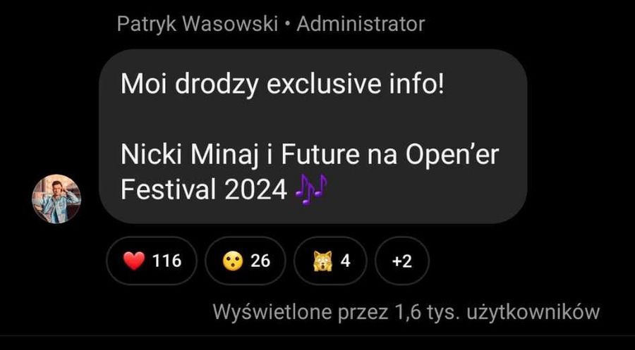 Patryk Wasowski zdradza, kto wystąpi na Open'erze