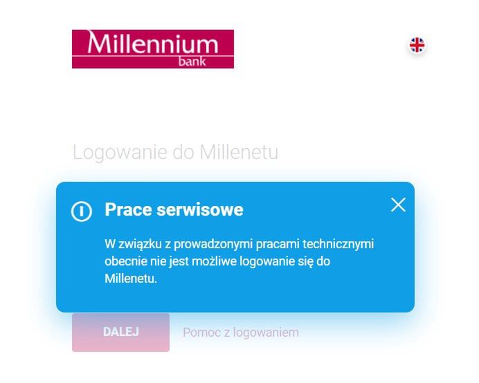 Bank Millennium informuje o pracach serwisowych