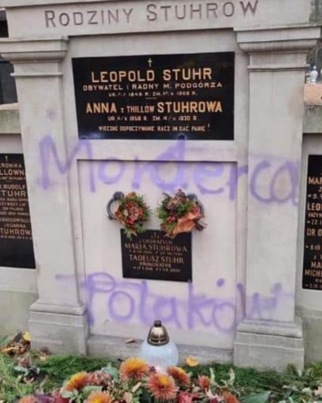 Zdewastowany grób rodziny Stuhrów. Fot. Instagram