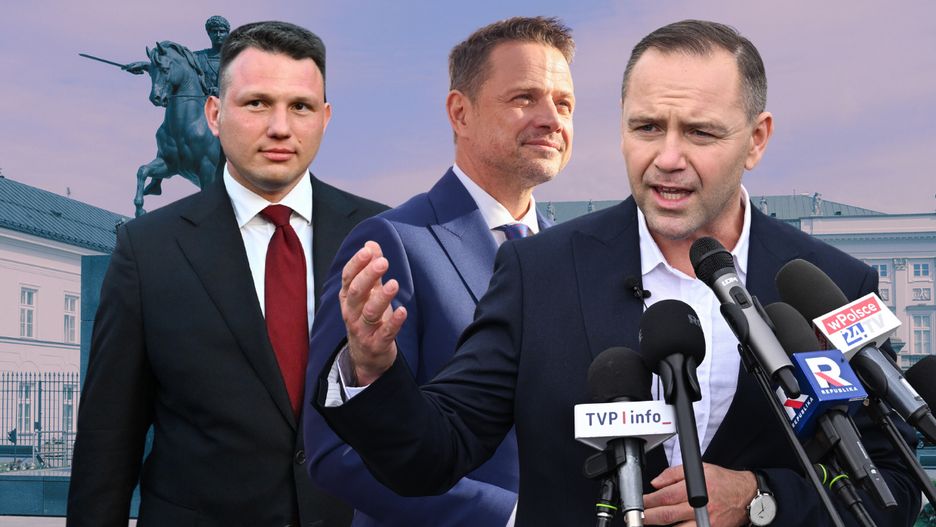 Sławomir Mentzen, Rafał Trzaskowski i Karol Nawrocki