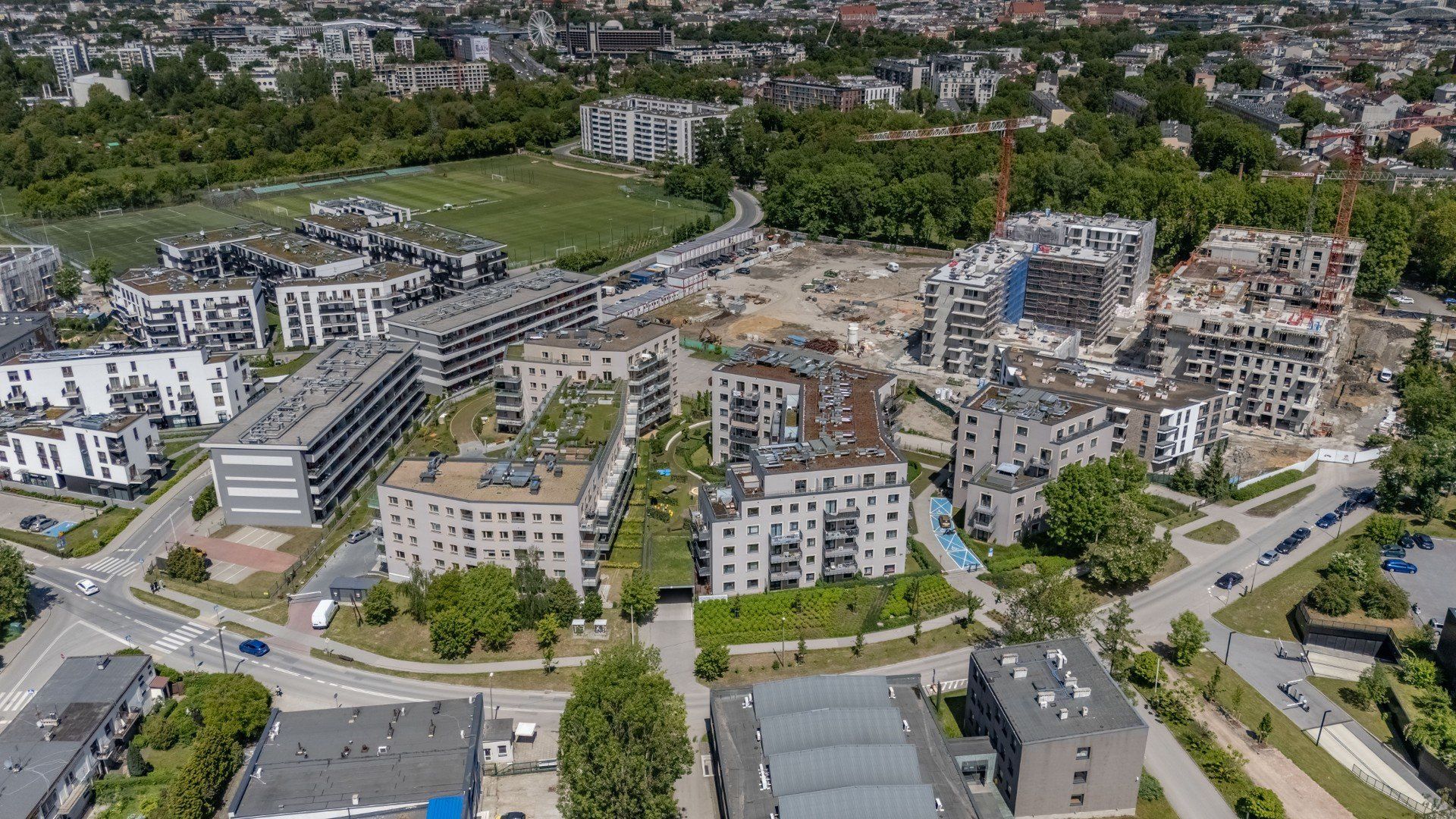 Zabudowa okolic ulicy Rydlówka w Krakowie, stadionu Garbarnii i parku zdrojowego Mateczny