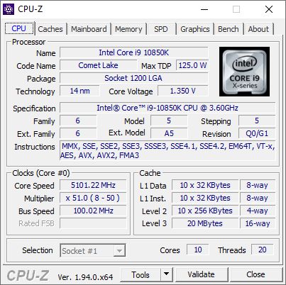 Intel Core i9-10850K - podkręcanie