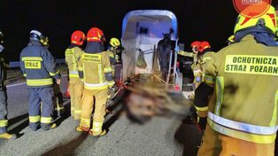 Kalenice: Koszmarny wypadek na A2. Bus uderzył w przyczepę z końmi