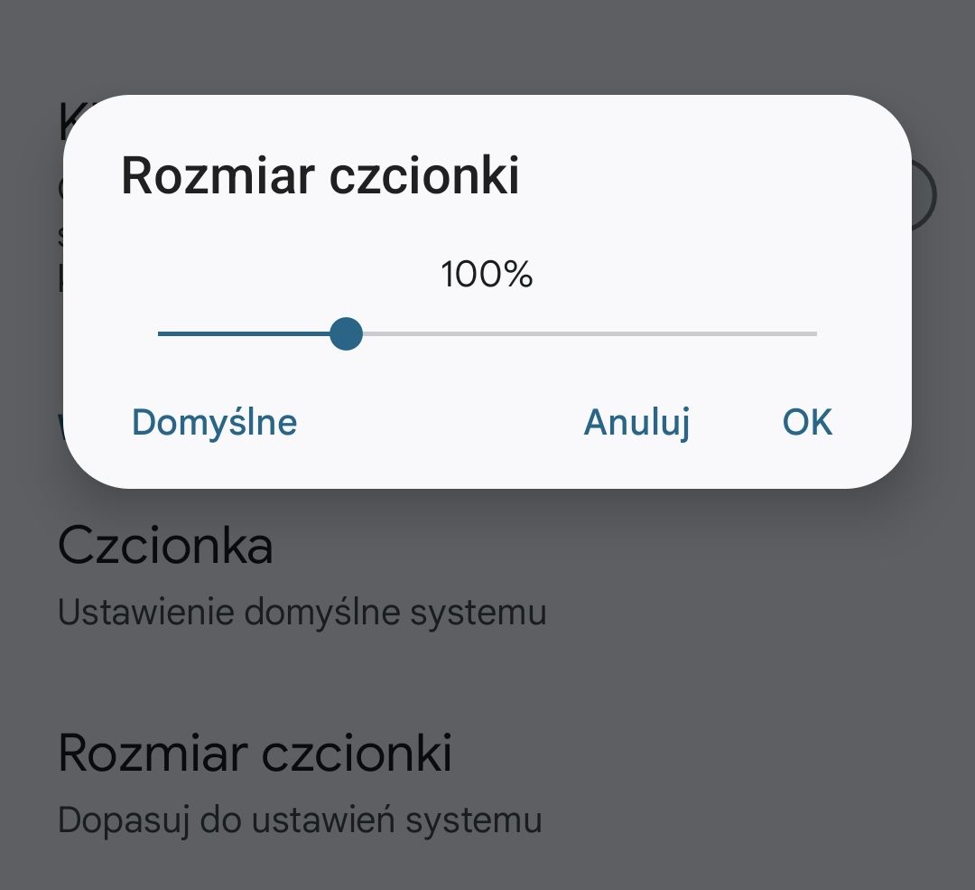 Ustawienia wielkości czcionki w Gboard