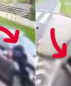Przeleciał przez maskę i wpadł pod autobus. Koszmarne nagranie z Zielonej Góry