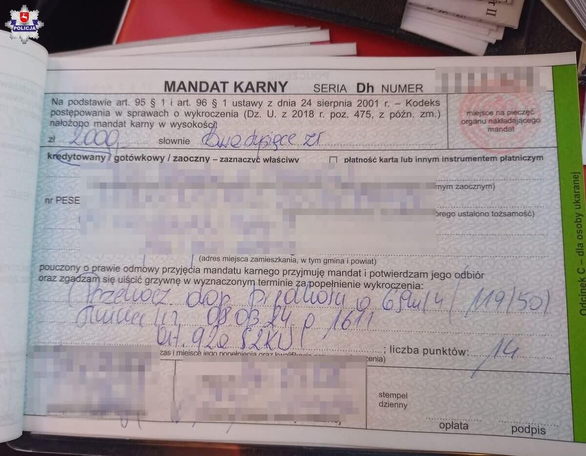 2000 zł mandatu dla pirata drogowego