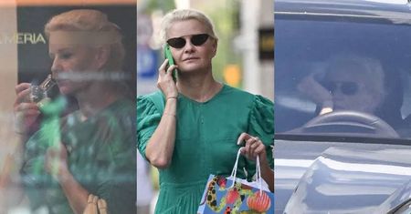 Naturalna Małgorzata Kożuchowska nawiedza perfumerię w zielonej sukience i z NADĄSANĄ miną spaceruje po stolicy (ZDJĘCIA)