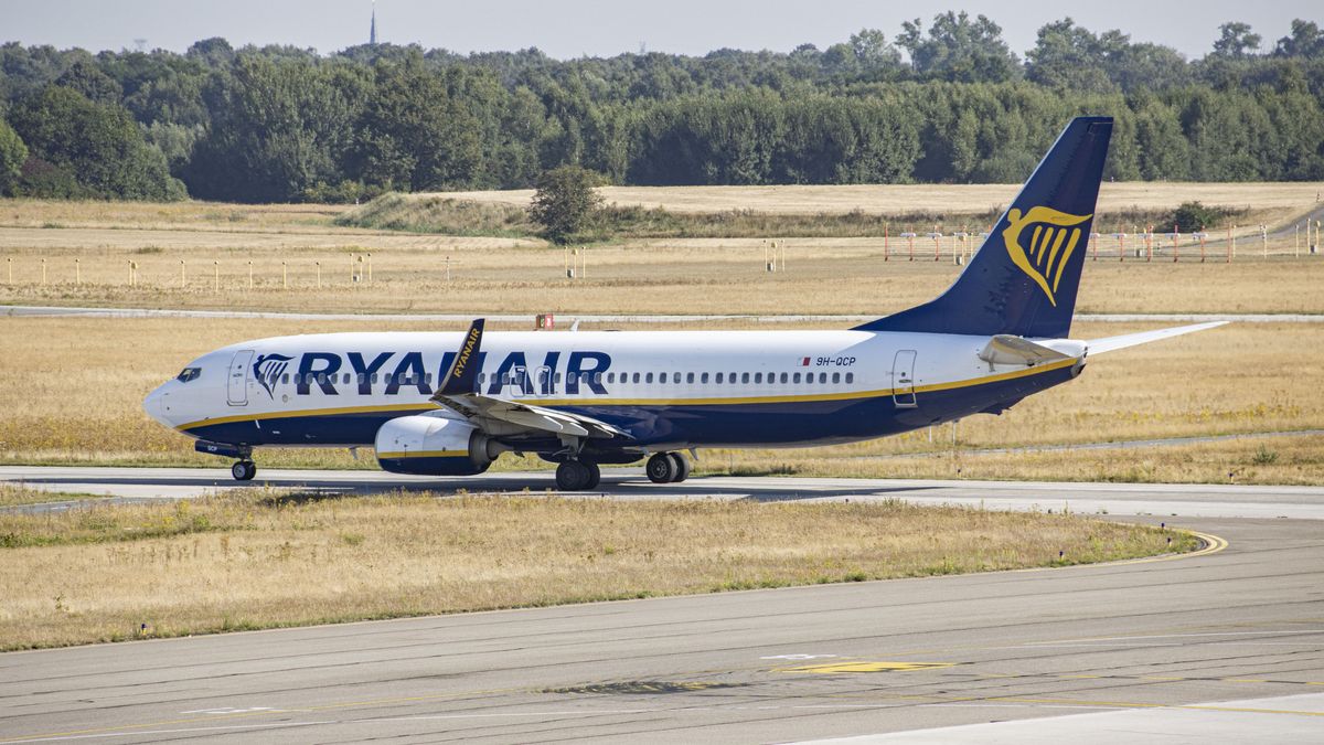 Ryanair Boeing 737-800 aircraft as seen departing from the Dutch airport Eindhoven EIN. The airplane is spotted during the taxiing, take off and flying phase, a Boeing 737NG or B737-800 or B738 of the Irish low cost carrier Ryanair, a European budget airline. The plane has the registration 9H-QCP belonging to Malta Air, Malta which operates out of Malta, a joint venture between Ryanair and the Government of Malta. Ryanair boss O'Leary says the era of 10 flights is over in August 11, 2022. During the summer of 2022 the European Aviation industry is facing long delays, cancellations and travel chaos mostly because of staff shortages at the airports after the Covid-19 Coronavirus pandemic era, air travel has faced increased demand. Eindhoven, the Netherlands on August 11, 2022 (Photo by Nicolas Economou/NurPhoto via Getty Images)