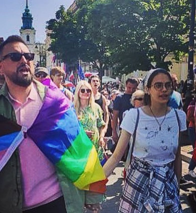 Tomasz Sekielski z córką Julią podczas Marszu 4 czerwca