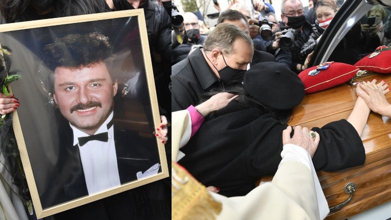 Ewa Krawczyk żegna trumnę z mężem