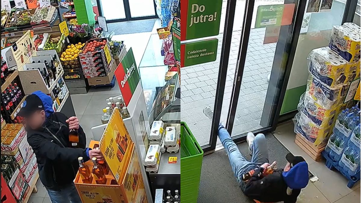 Złodziej chciał ze sklepu wynieść kilka butelek