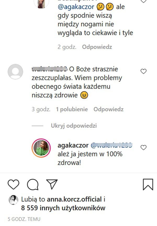 Screen z Instagrama Agnieszki Kaczorowskiej