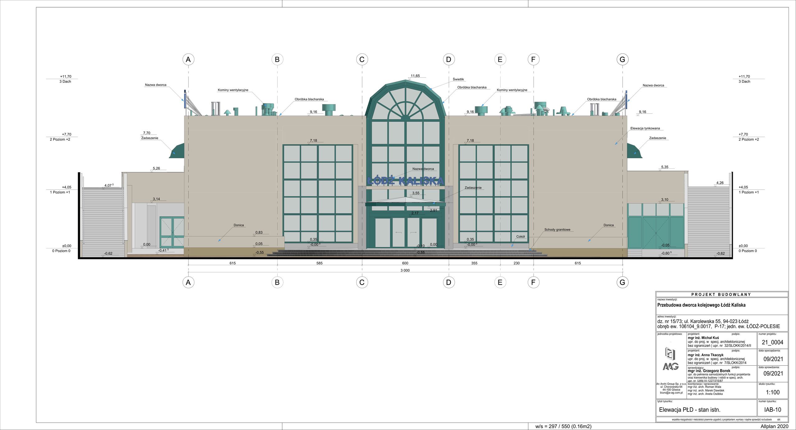 Elewacja obecnego budynku głównego dworca Łódź Kaliska