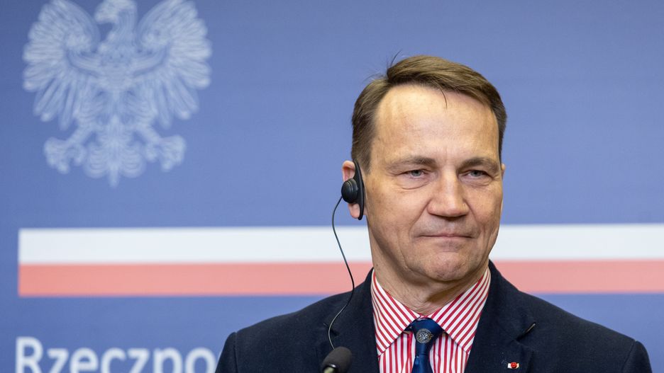 Radoslaw Sikorski, the Minister of Foreign Affairs of Poland, is speaking at a press conference in Warsaw, Poland, on January 15, 2024. (Photo by Foto Olimpik/NurPhoto via Getty Images)