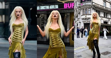 Odchudzona Christina Aguilera w oliwkowym gorsecie promuje spektakl. Fani jej nie poznają: "CZY TO W OGÓLE ONA?"