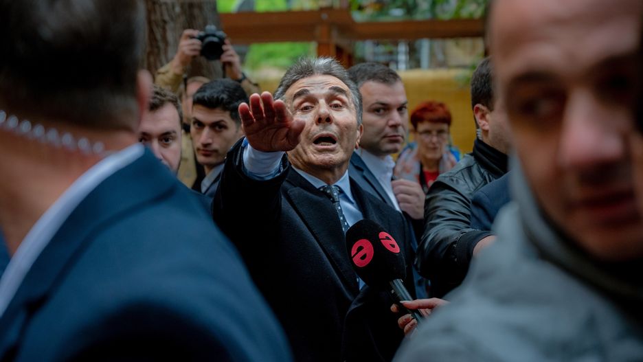 TBILISI, GEORGIA - 2024/10/26: Bidzina Ivanishvili talking to the press after voting. Georgia is holding an election. The Parliament is divided into pro-Russia and pro-Europe parties. The pro-Russia party, Georgian Dream, is losing votes but remains the most powerful party nationwide. The other most important parties are all pro-European but they are divided. (Photo by Maria Giulia Molinaro Vitale/SOPA Images/LightRocket via Getty Images)