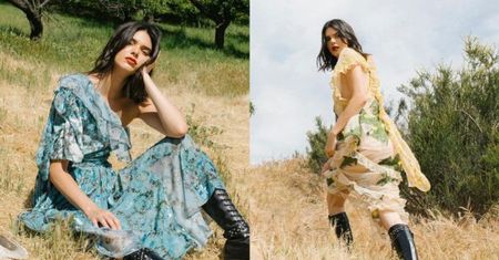 Znudzona Kendall Jenner pozuje na łące
