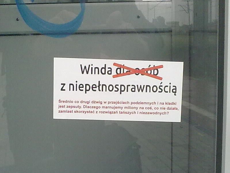 Niepełnosprawne windy na Warszawa Toruńska