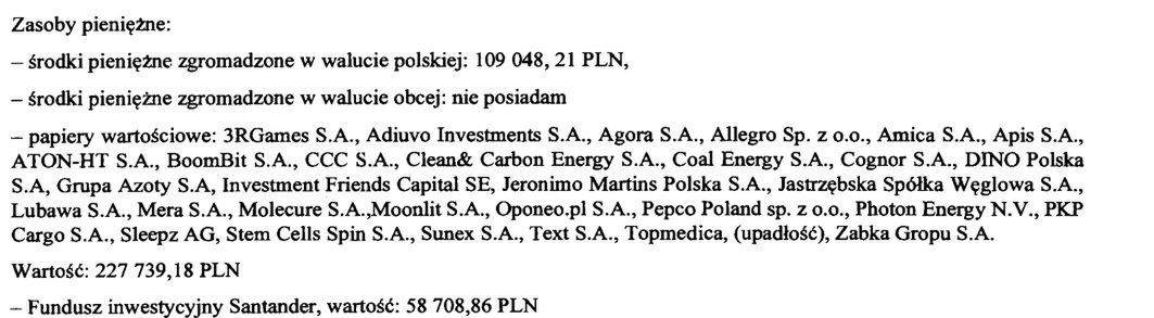 Oświadczenie majątkowe Adama Szłapki