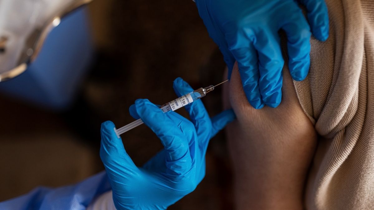 Senior female getting vaccinated at home
Senior female getting vaccinated at home during pandemic. Nurse weairng PPE and surgical gloves giving vaccine to elderly woman at her home.
Luis Alvarez