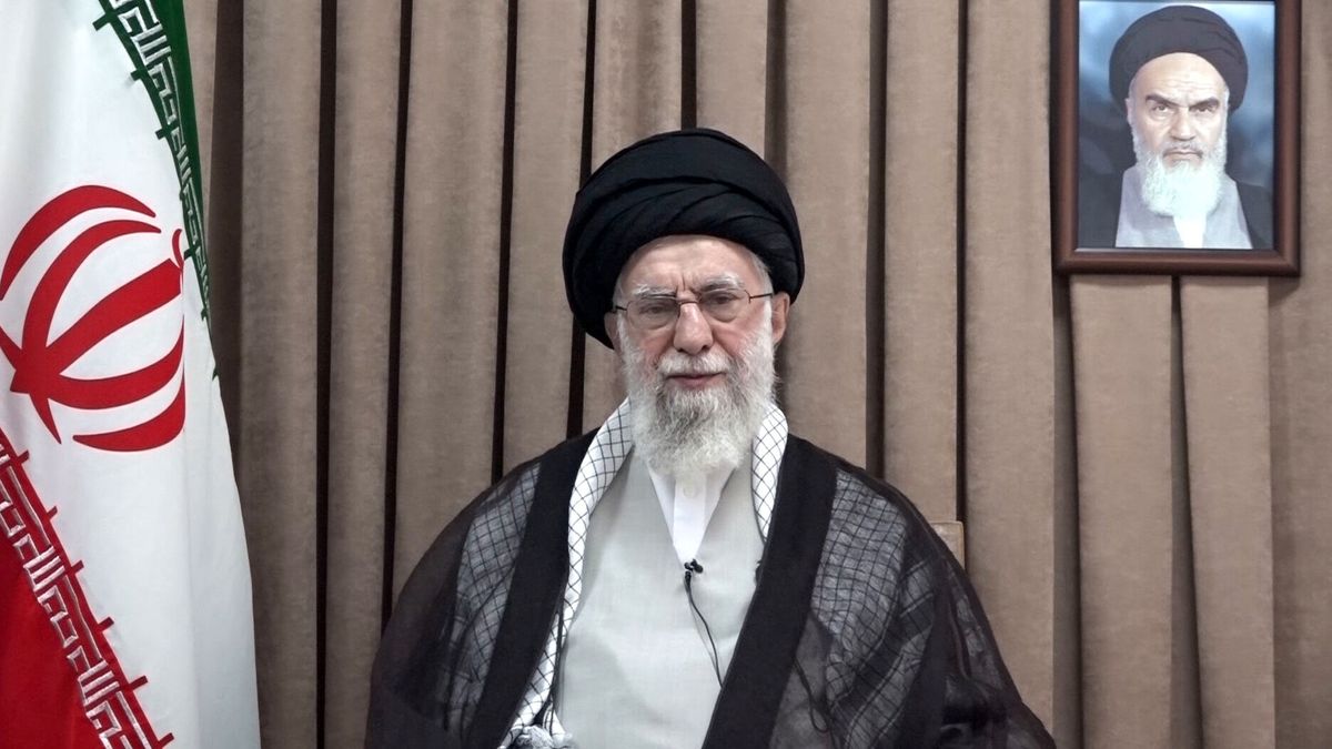 TEHRAN, IRAN - JUNE 18: (----EDITORIAL USE ONLY - MANDATORY CREDIT - 'OFFICE OF THE SUPREME LEADER OF IRAN / HANDOUT' - NO MARKETING NO ADVERTISING CAMPAIGNS - DISTRIBUTED AS A SERVICE TO CLIENTS----) Iranian Supreme Leader Ali Khamenei addresses the nation on Iranian state television broadcast in Tehran, Iran on June 18, 2025. In a televised address, Khamenei commented on the recent tensions and threats. (Photo by Office of the Supreme Leader of Iran / Handout /Anadolu via Getty Images)
