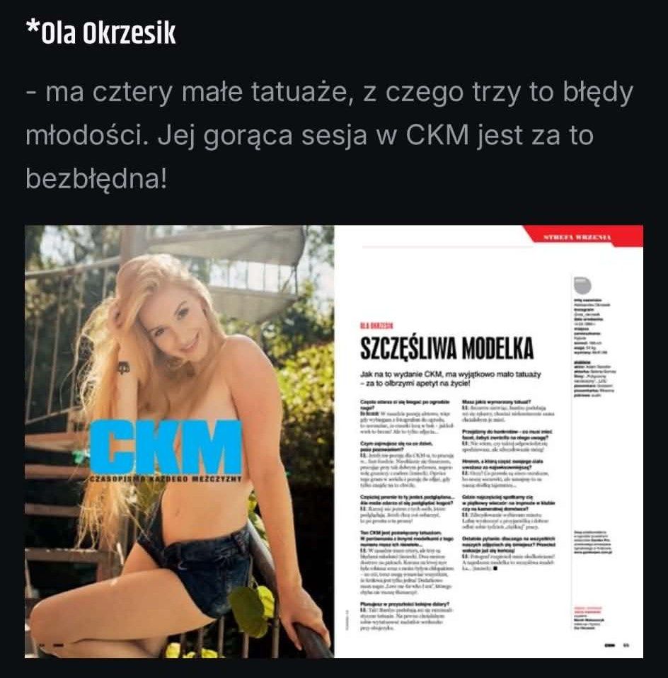 Sesja Oli w piśmie "CKM"